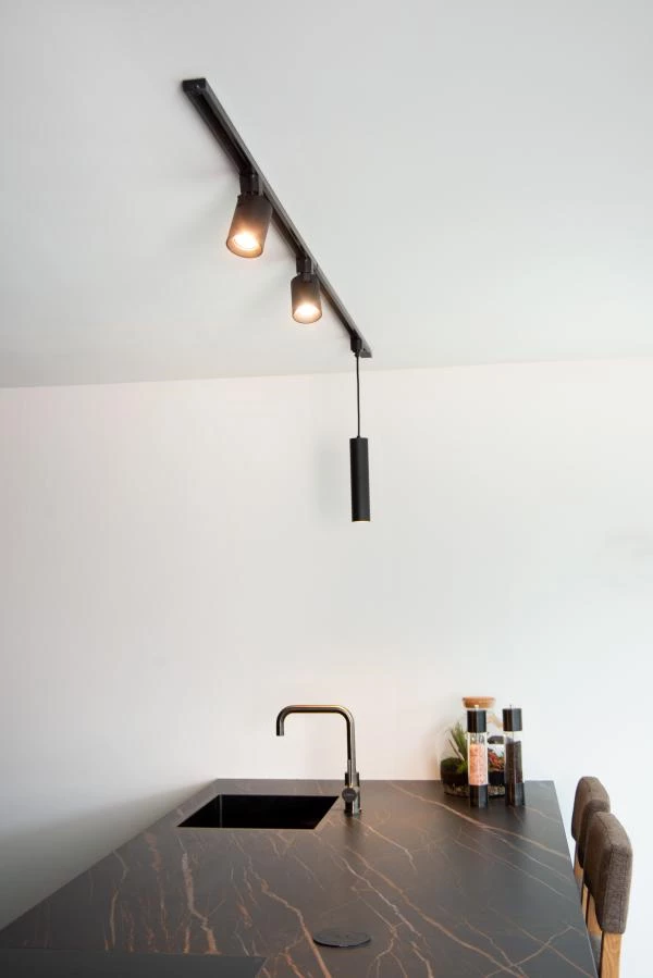 Lucide TRACK FLORIS pendant - 1-circuit Track lighting system - 1xGU10 - Black (Extension) - atmosphere 6